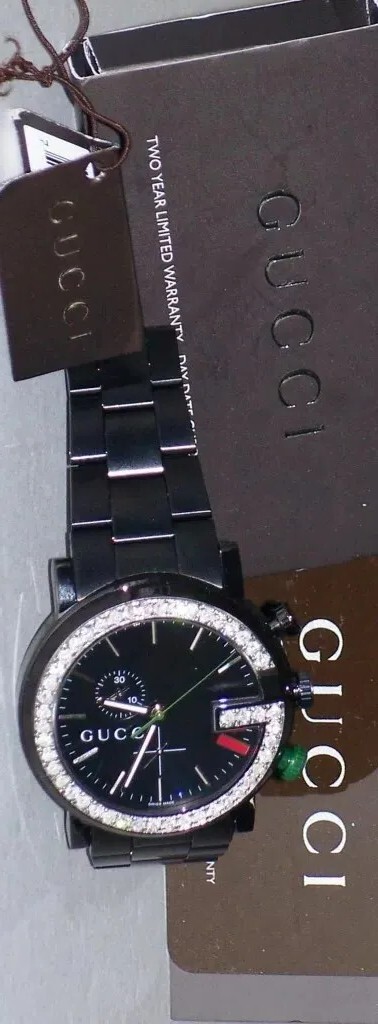 New Men’s 101m Gucci chrono 1.92ct.aprx.custom set real Diamond Watch YA101331