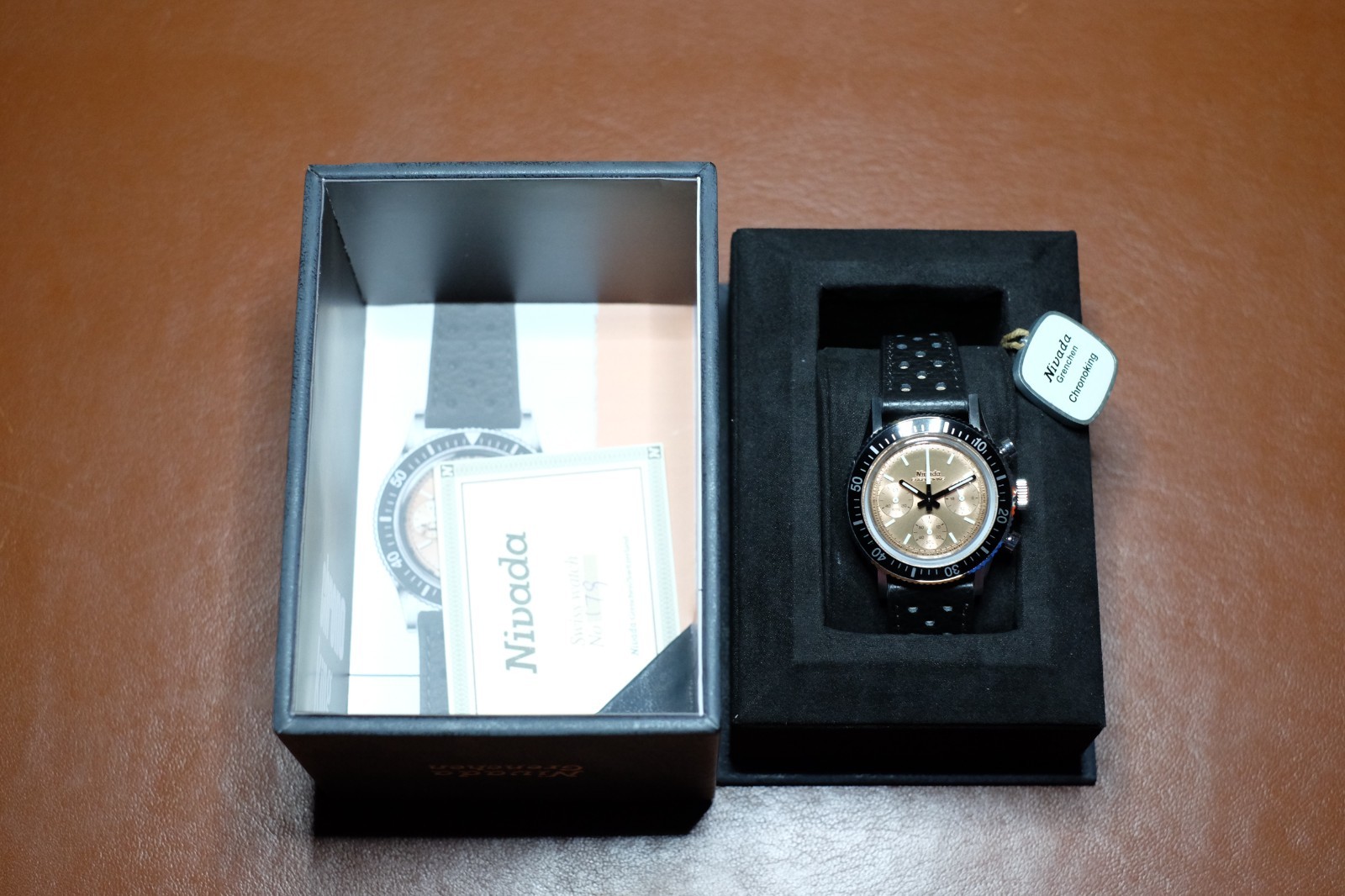 Nivada Grenchen Chronoking Mecaquartz Salmon Watch
