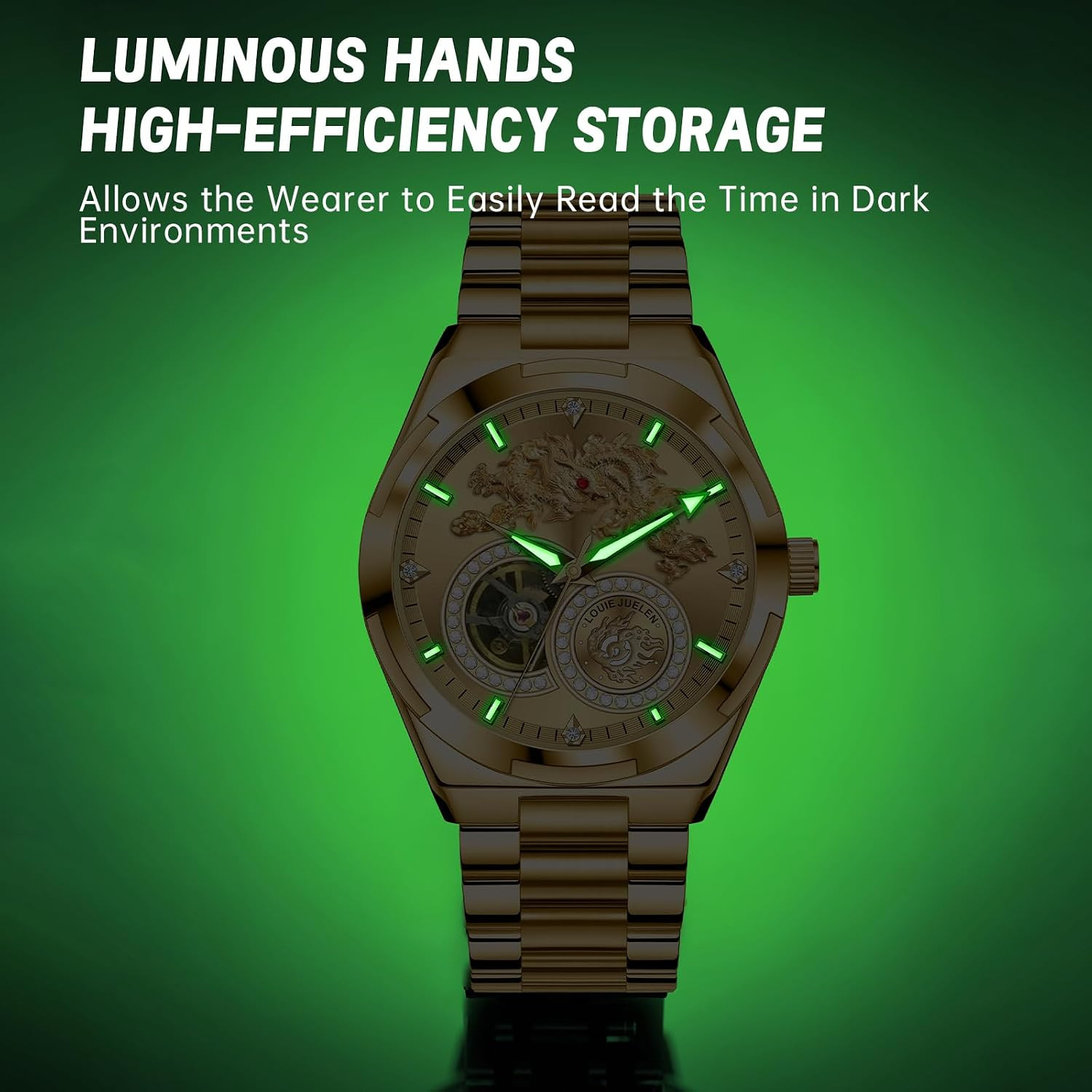 Luxury Men’s Automatic Mechanical Watch – Waterproof, Luminous, No Battery Neede