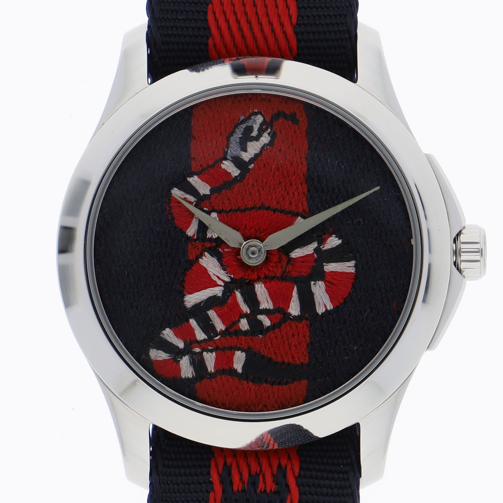 GUCCI 126.4 snake Navy Dial Quartz Stainless Steel Nylon Men’s