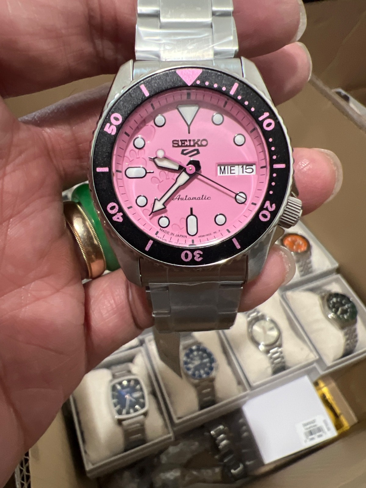 AuthentiSeiko 5 Sports x Pink Panther Limited Edition Watch SRPM07 Made in Japan