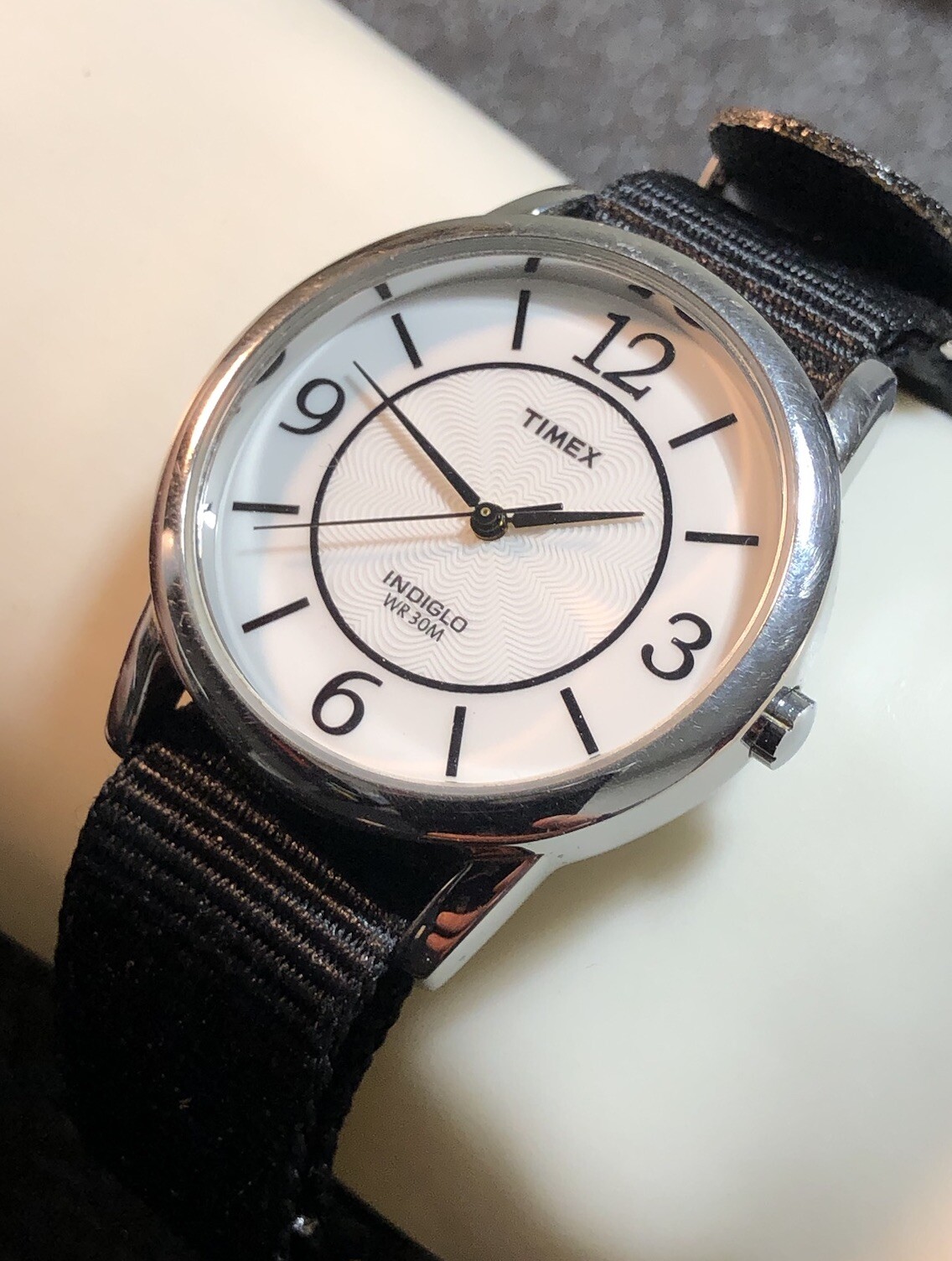 Timex Indiglo WR30M 35mm Silver Tone Watch New Battery & One Piece Strap