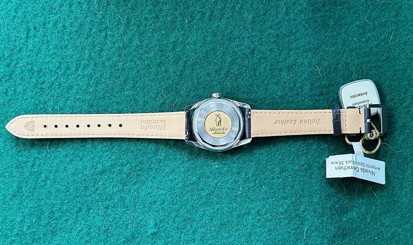 Nivada Grenchen Antarctic Spider Black Dial, classic 35mm size, New, Never Worn