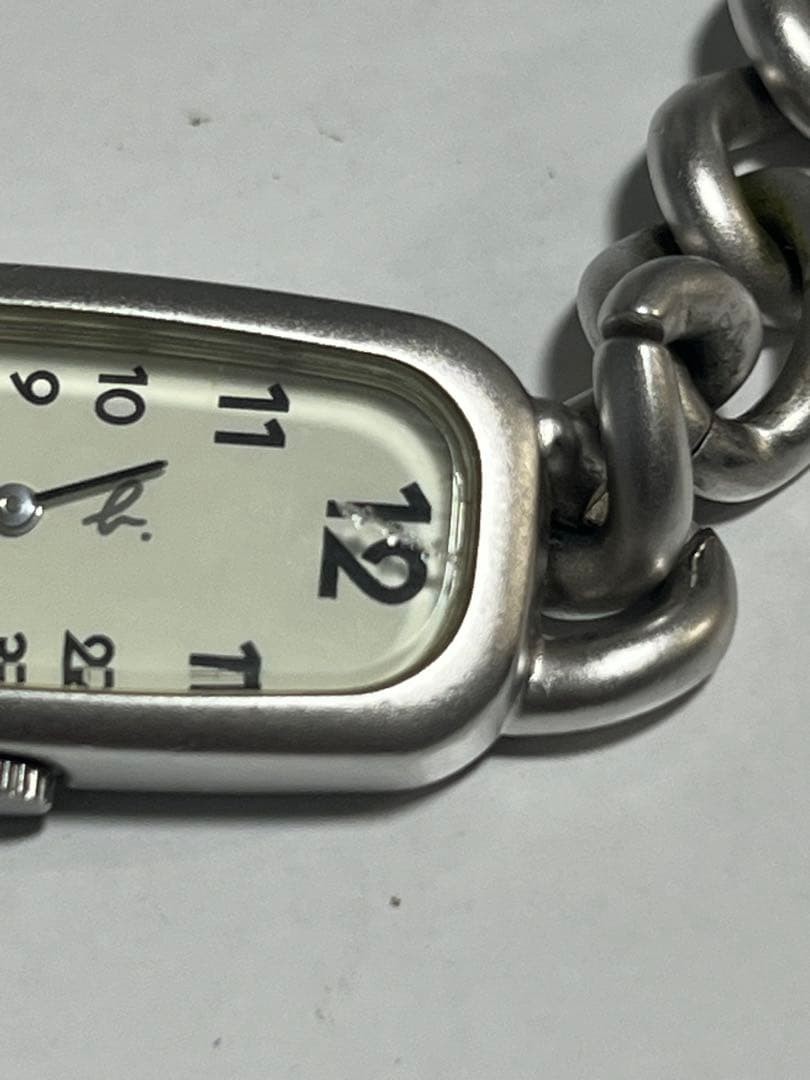 Agnes b Women’s Rectangular Watch Silver Band White Dial Used