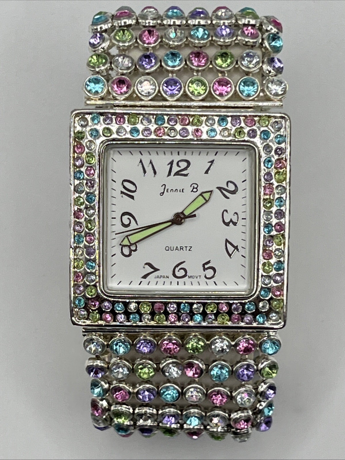 Jennie B Women Quartz Watch White Dial Multicolor Crystal Stone Bracelet
