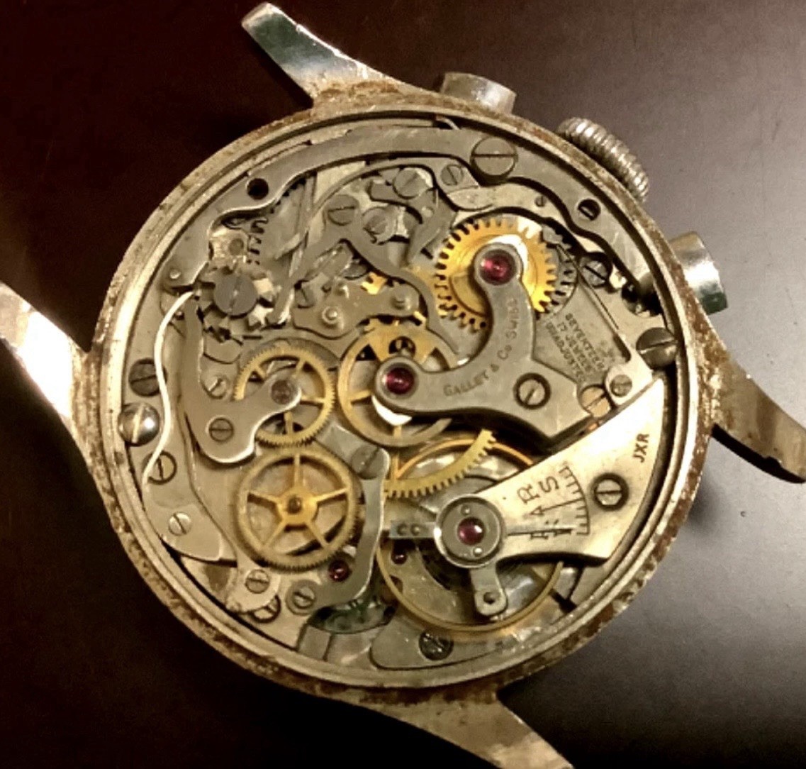 1940s Gallet Chronograph With a Decimal Scale And Bicolor Dial For Repair