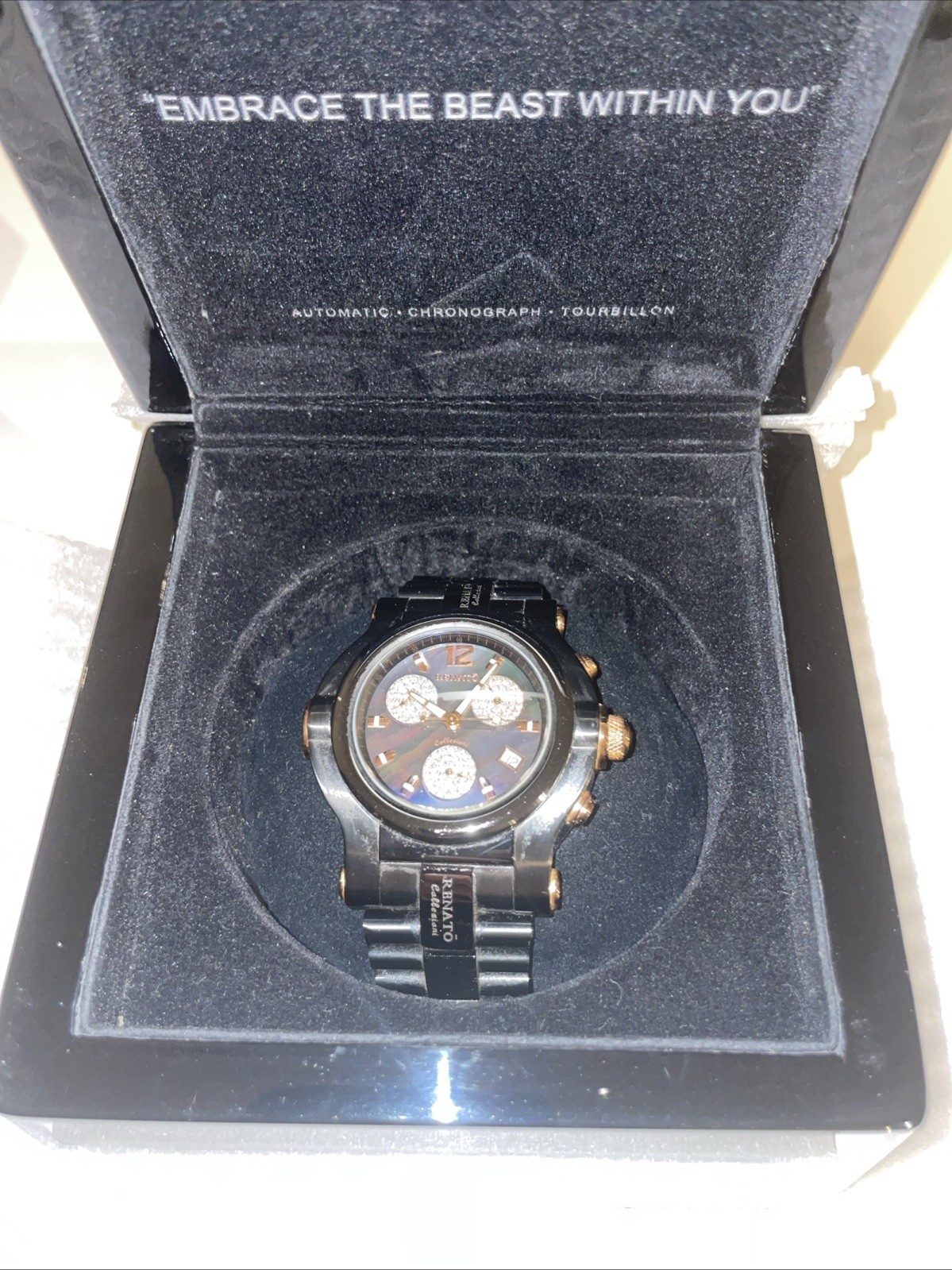 Renato Black Mother Of Pearl Diamond Watch Preowned