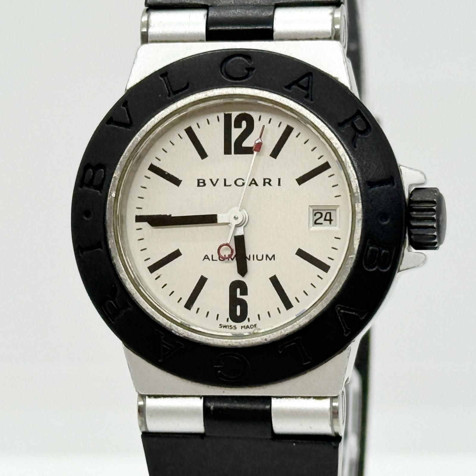 BVLGARI Aluminium AL29TA White Dial Quartz Ladies Watch Rubber Strap 31mm