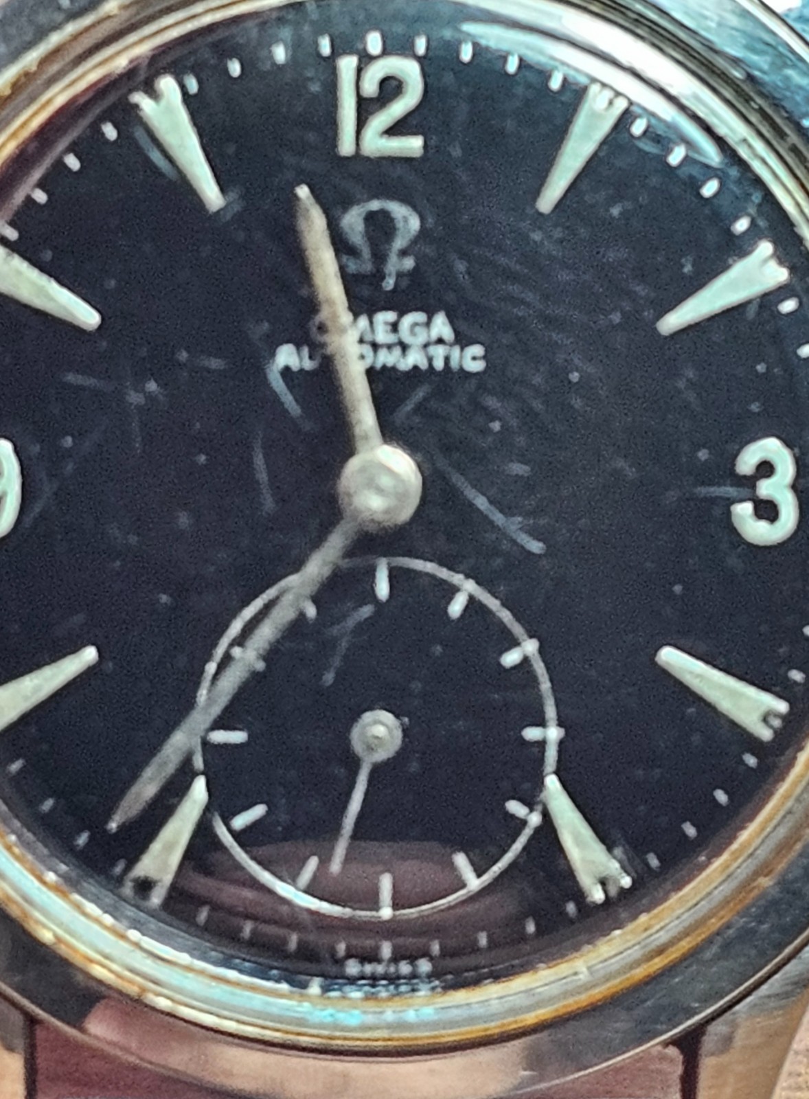 Vintage 1954 OMEGA Automatic Cal. 490 Sub-Second Black Dial Watch – Running!