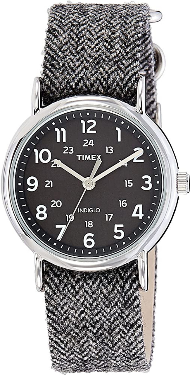 Timex Weekender Unisex Watch Indiglo Slip-Thru Canvas Leather Band 38MM Case