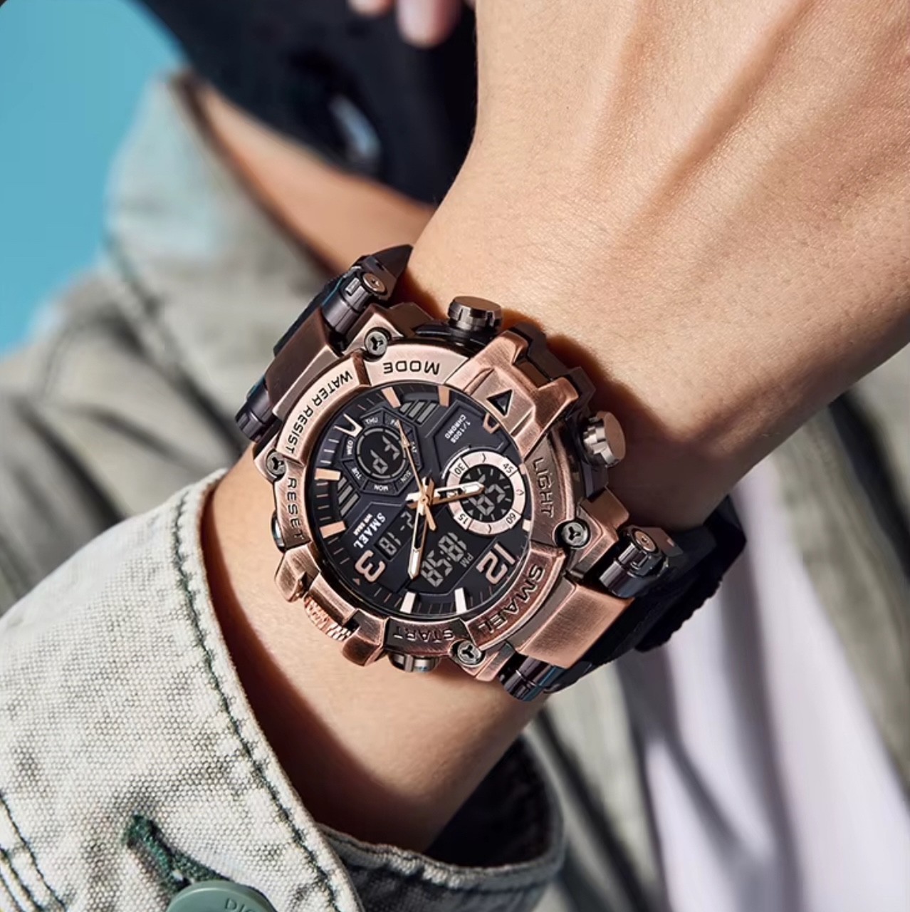 Oversized Chronograph Waterproof Digital Sport Shock Resistant WRIST WATCH 55mm