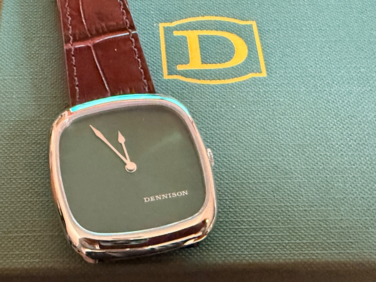 Dennison ALD1 Watch Green Sunray LNIB Complete. 33×37 mm. Great Gift.