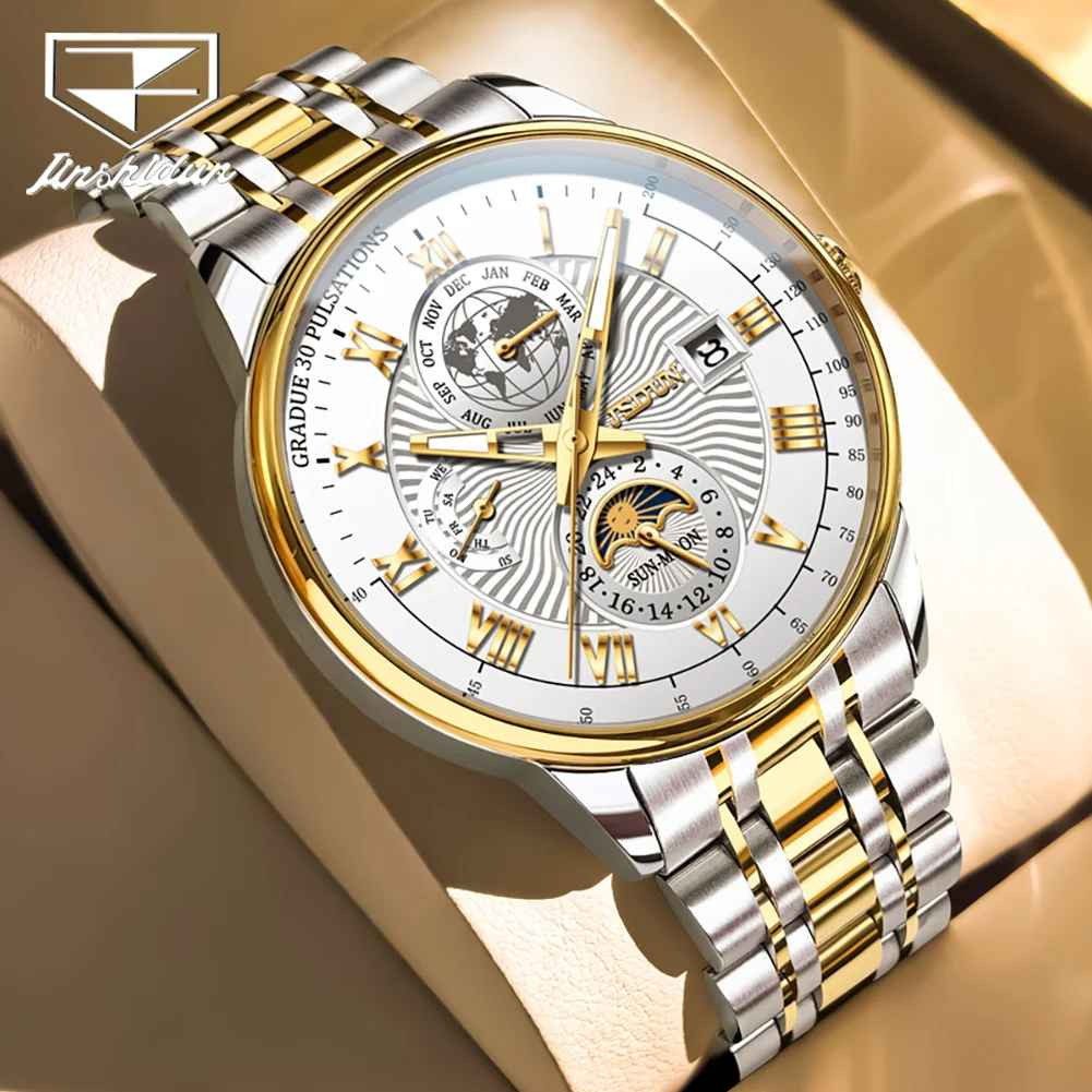 Automatic Mechanical Waterproof Watch Moon Phase Luxury Dial Men’s Men Strap