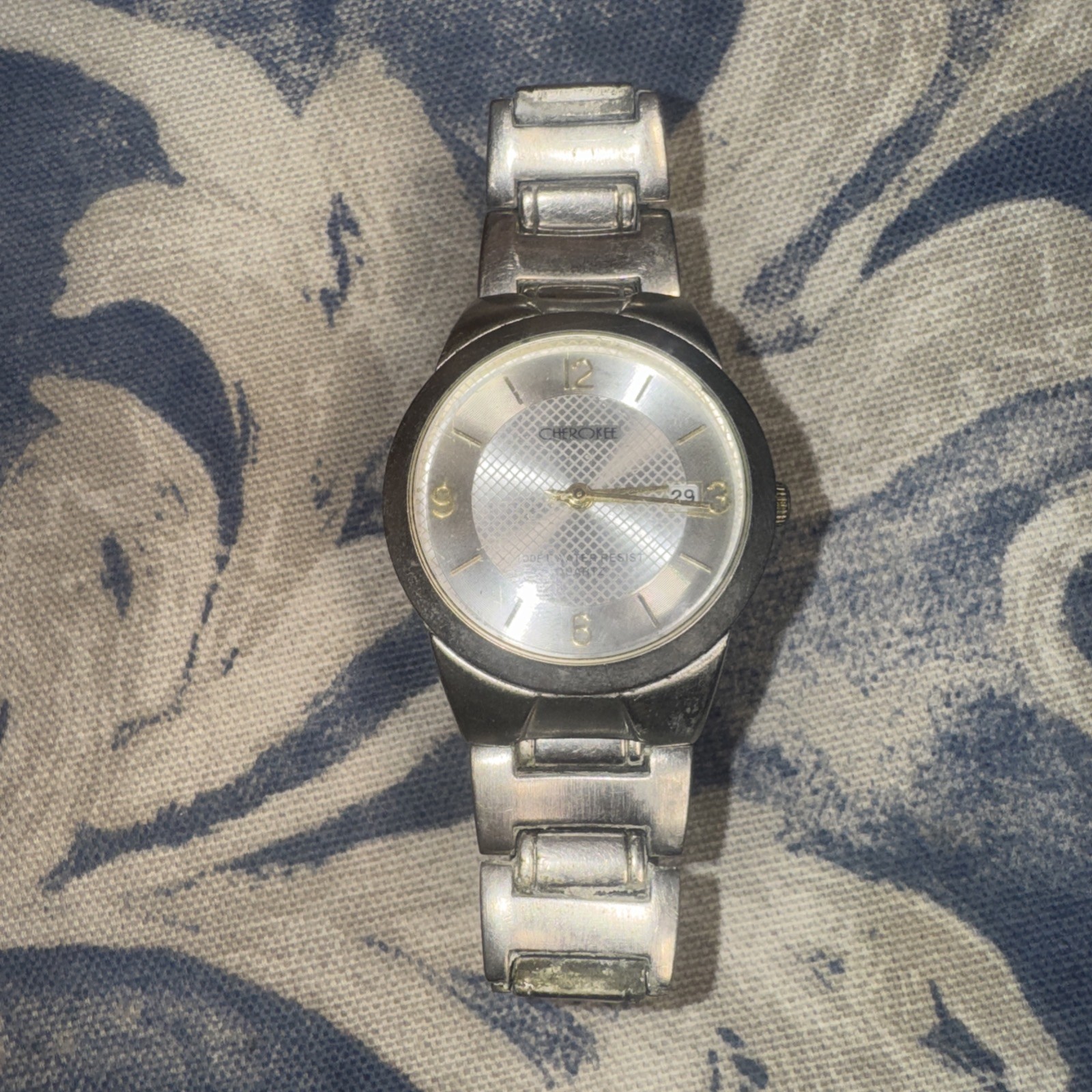 Cherokee Unisex Adult Silver Toned Link Band Analog Watch *Working* FAST SHIP