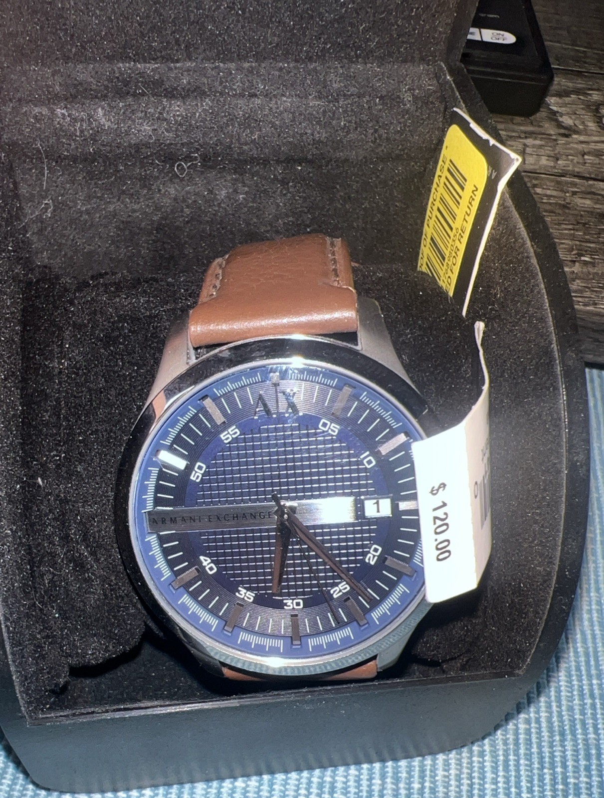 Armani Exchange Navy Dial Brown Leather Men’s Watch AX2133 With Box And Tags