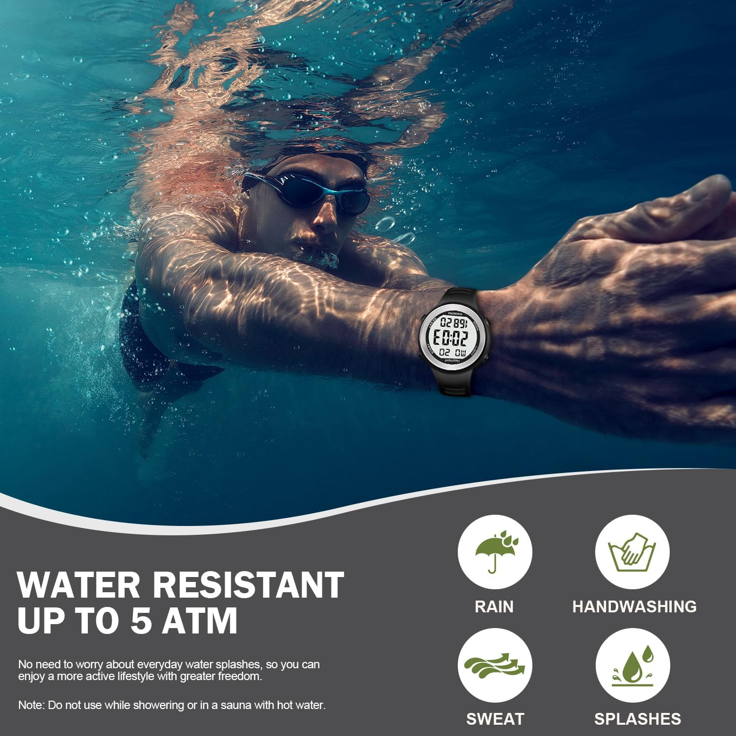Waterproof Pedometer Watch for Senior Non Bluetooth No App Required