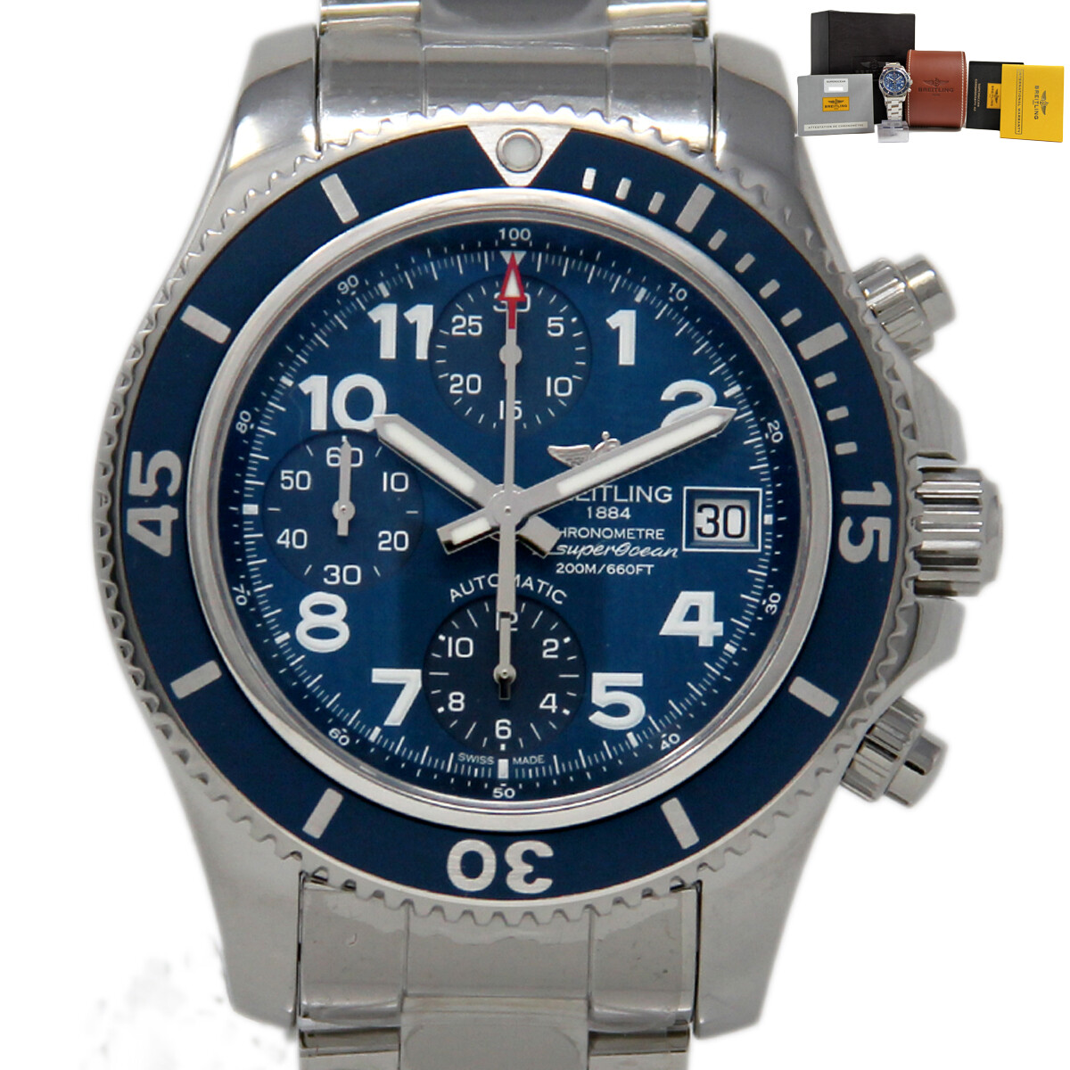 Breitling New Superocean Steel Blue A13311D1/C936 Blue B/P/Factory Warranty#BR12