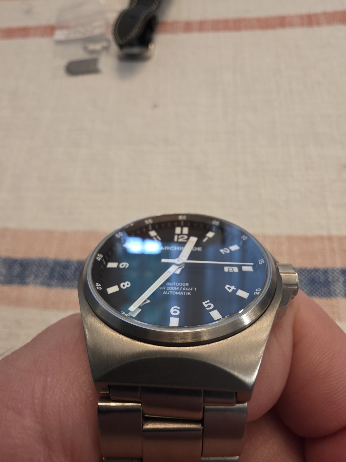 Archimede Outdoor Automatic Black Dial Sapphire 200m Date Steel Bracelet
