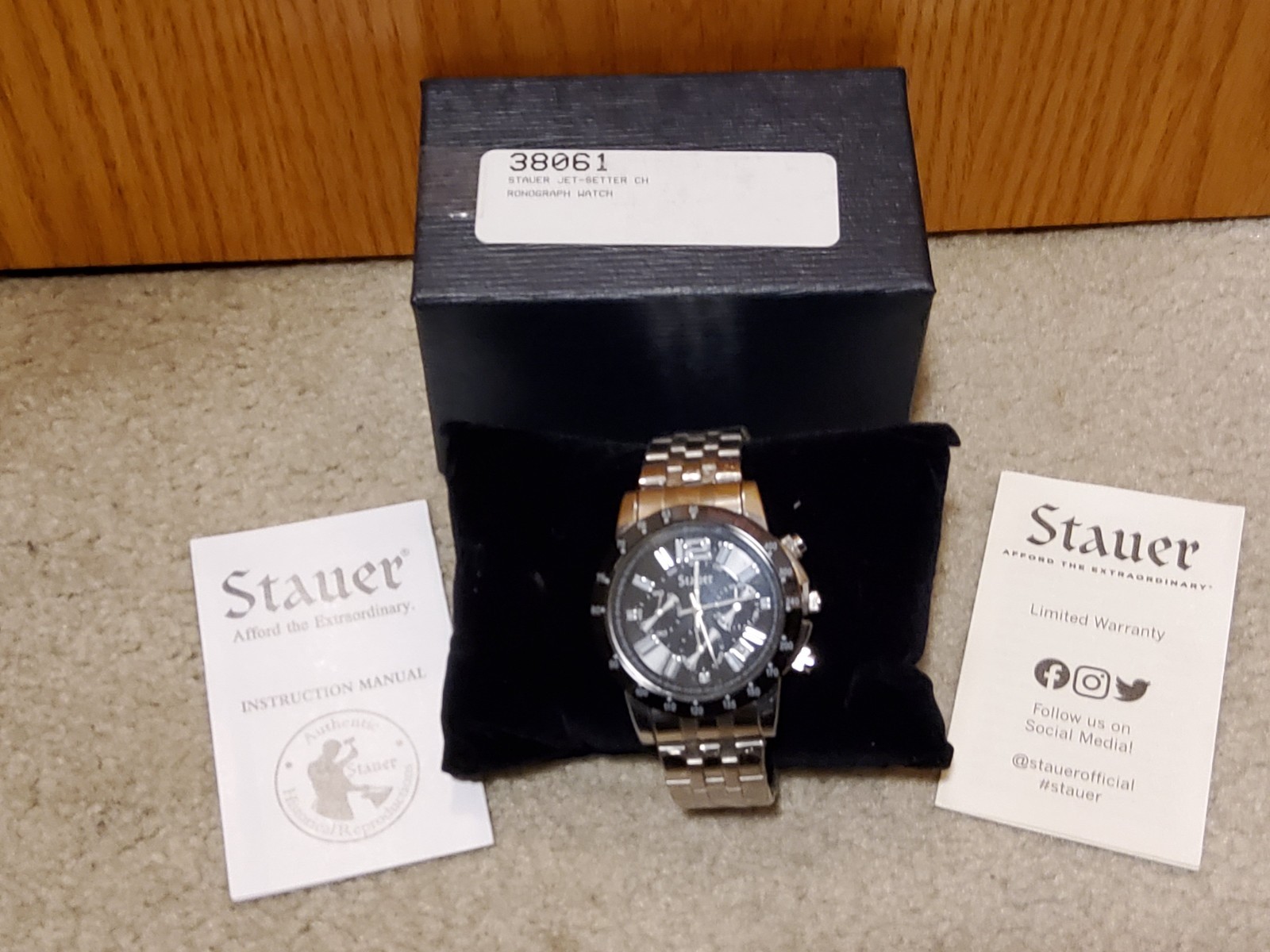 Stauer Jet Setter Chronograph Men’s Watch 38061 Stainless Steel New in Box