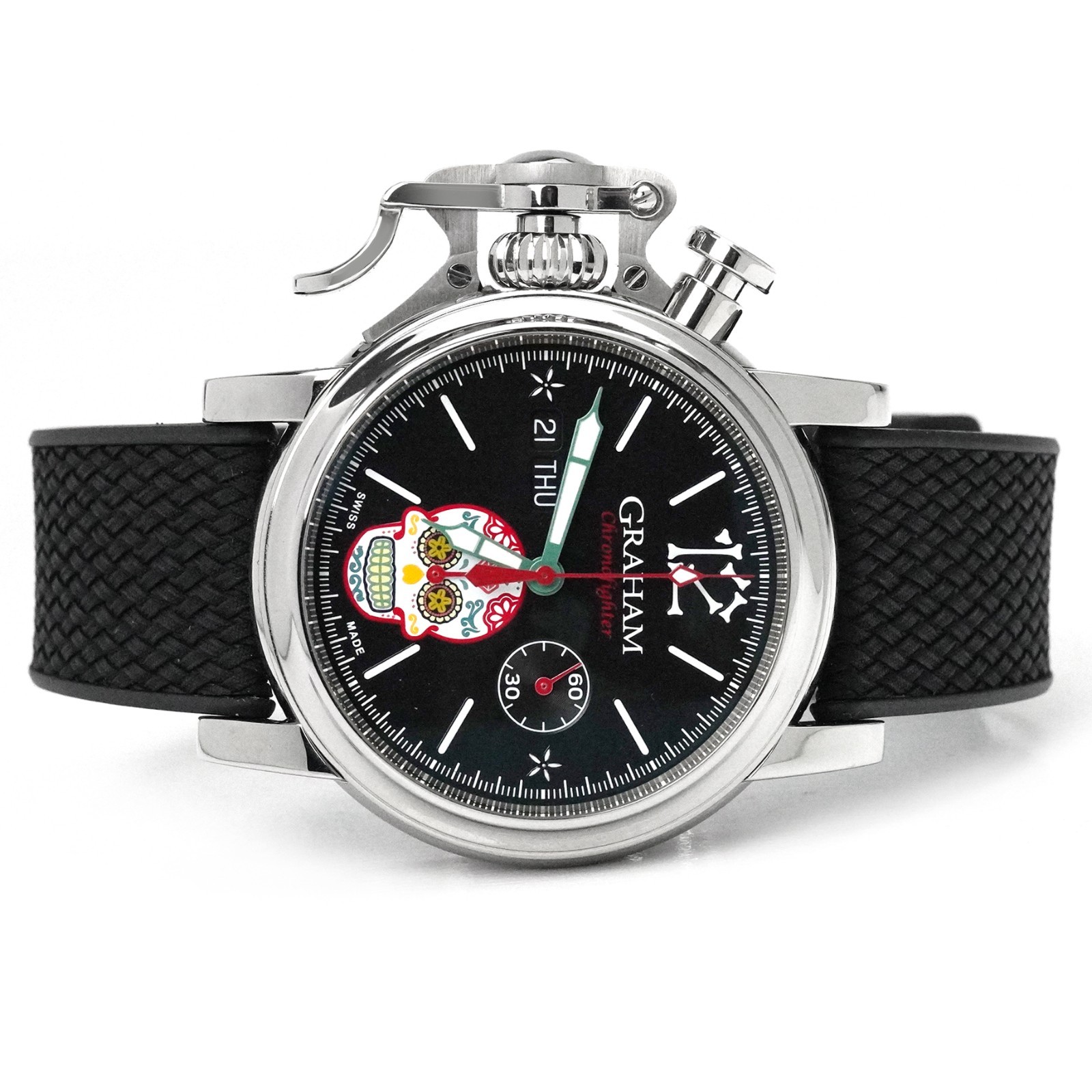 Graham Chronofighter Vintage Calavera Skull 2CVAS.B28A.K133B Limited Wristwatch