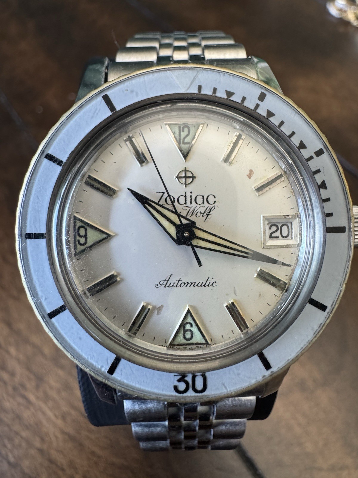 Zodiac Sea Wolf Vintage Dial Automatic Stainless Steel Serviced Amazing!