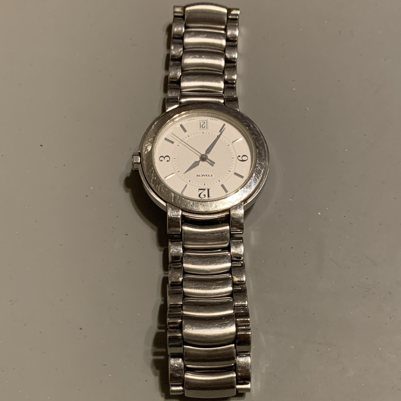 Coach W516 Women’s Swiss Quartz Watch White Dial Silver Steel Bracelet 30m