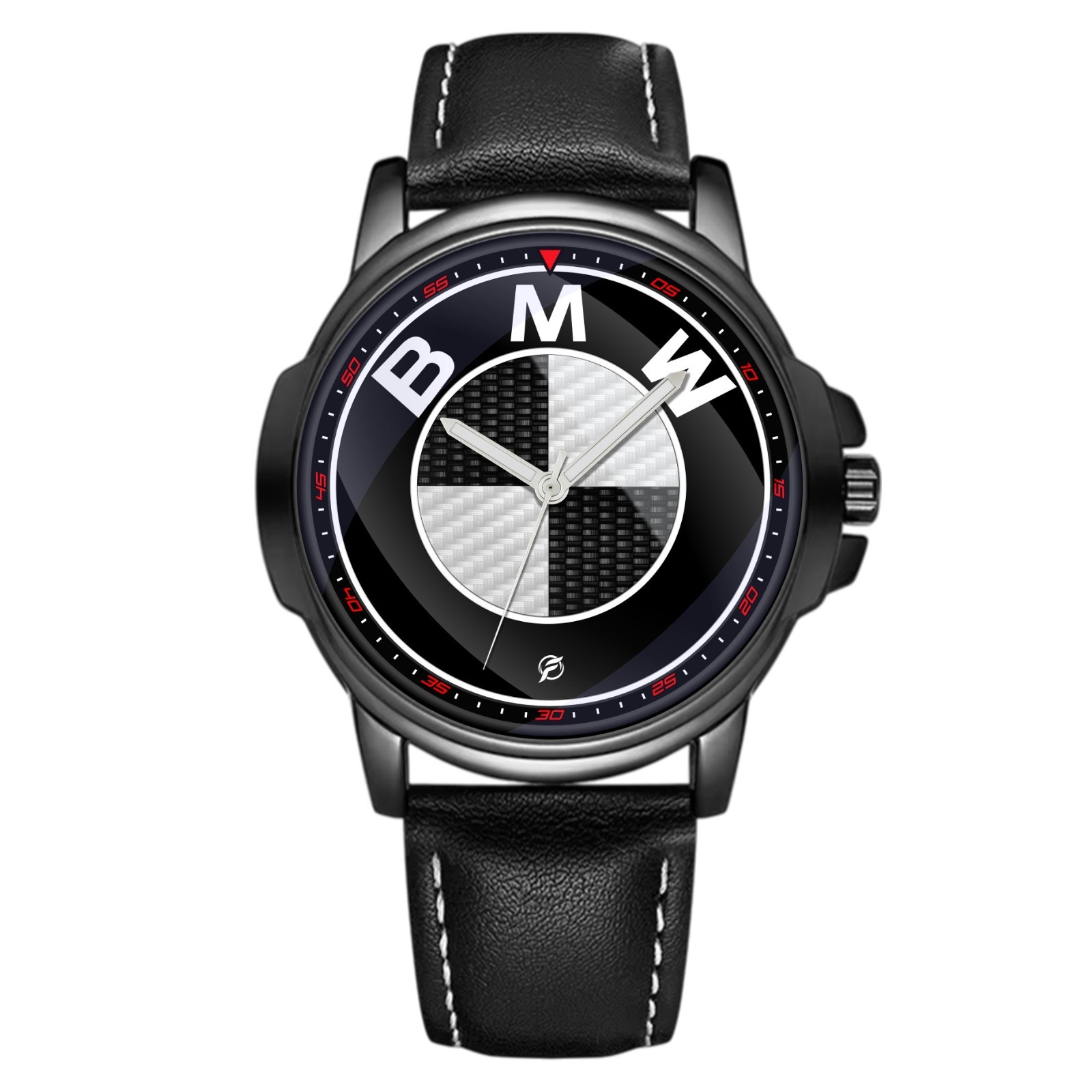 BMW Carbon Fiber Sport Fan Art Steel Case Quartz Wrist Watch