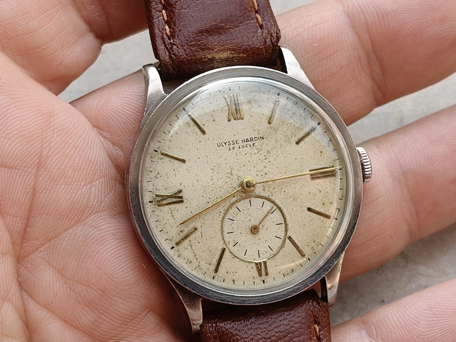 30s ULYSSE NARDIN CALATRAVA OVERSIZE STEEL CASE 37.5mm RARE VINTAGE WATCH WATCHES