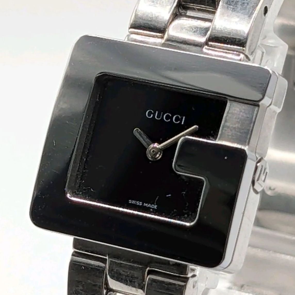Vintage Gucci 3600L G Bezel Square Quartz Black Dial Ladies Watch Swiss Made