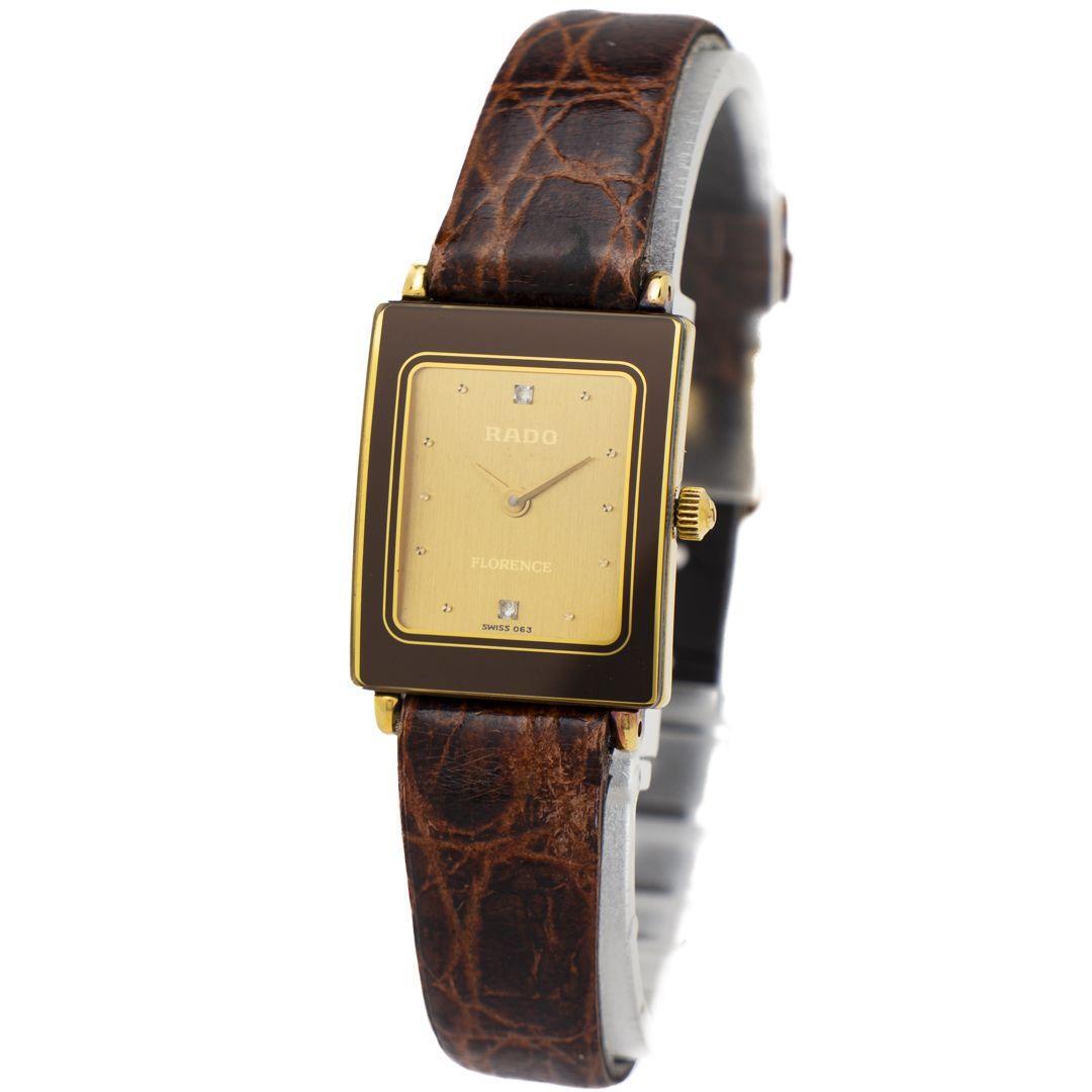 Rado Florence Women’s Watch Quartz Rectangule Gold Dial W18mm Swiss Made Vintage