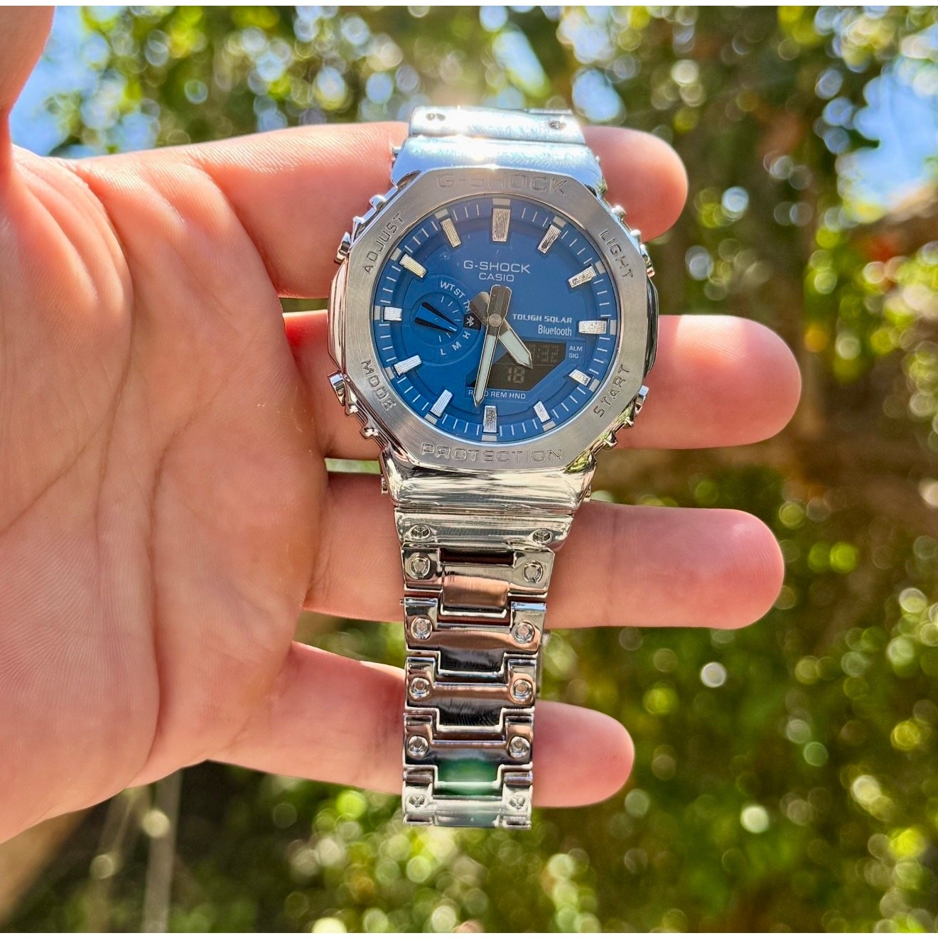 Casio G-Shock GMB2100AD-2A Blue Dial Stainless Steel Watch w/ Box & Case