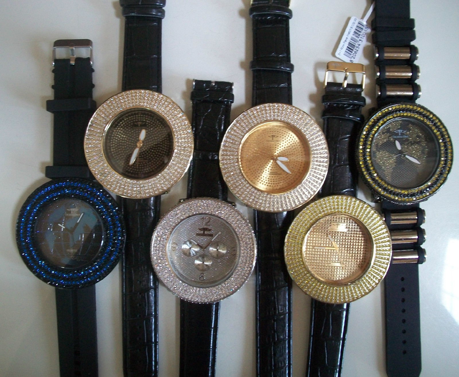 Men’s 5 Row Plain & Map dial TECHNO PAVE Bling Fashion Dressy Watch