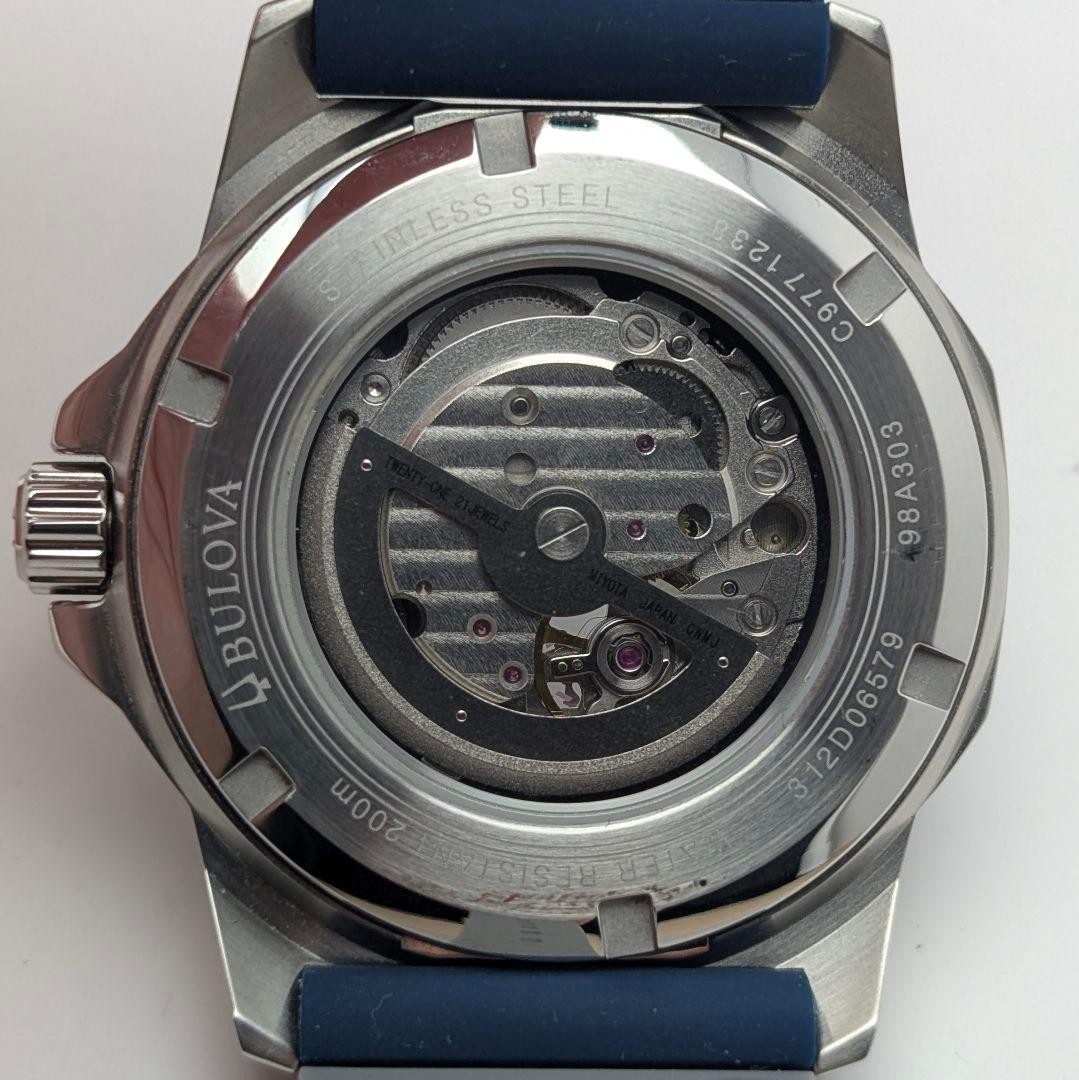 BULOVA Marine Star Automatic Watch Open Heart Small Seconds Rubber Strap Used