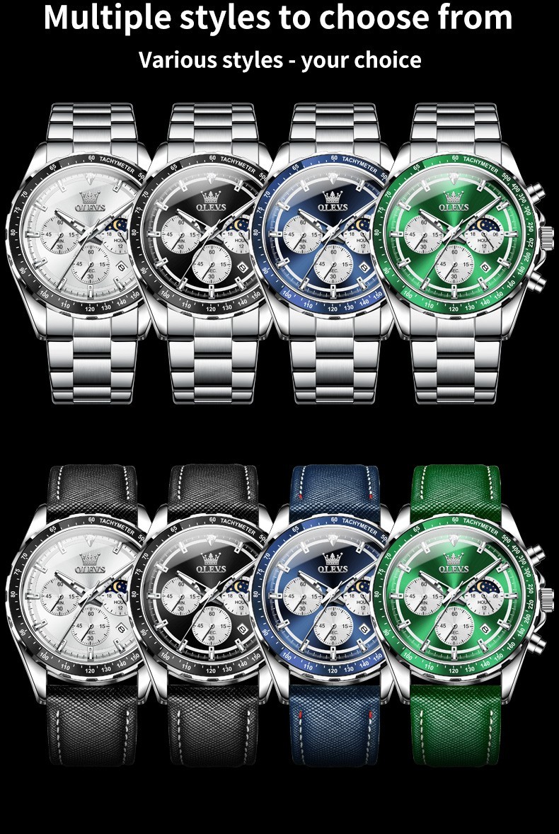 OLEVS 2945 Luminous Night Light Auto Date Japan Movement Quartz Wristwatch