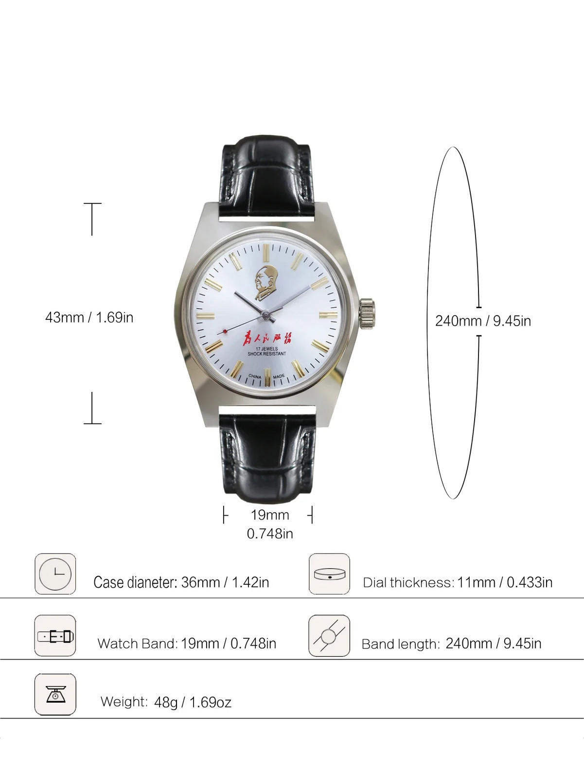7120 Hand-Wind Mechanical Watch Men 36mm Retro Business Timepiece Classic Simple