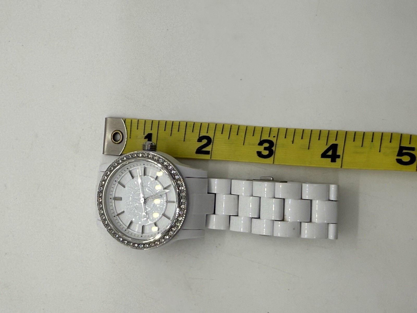DKNY WHITE POLYURETHANE PLASTIC BOYFRIEND LADY,LOGO DIAL WATCH NY8011