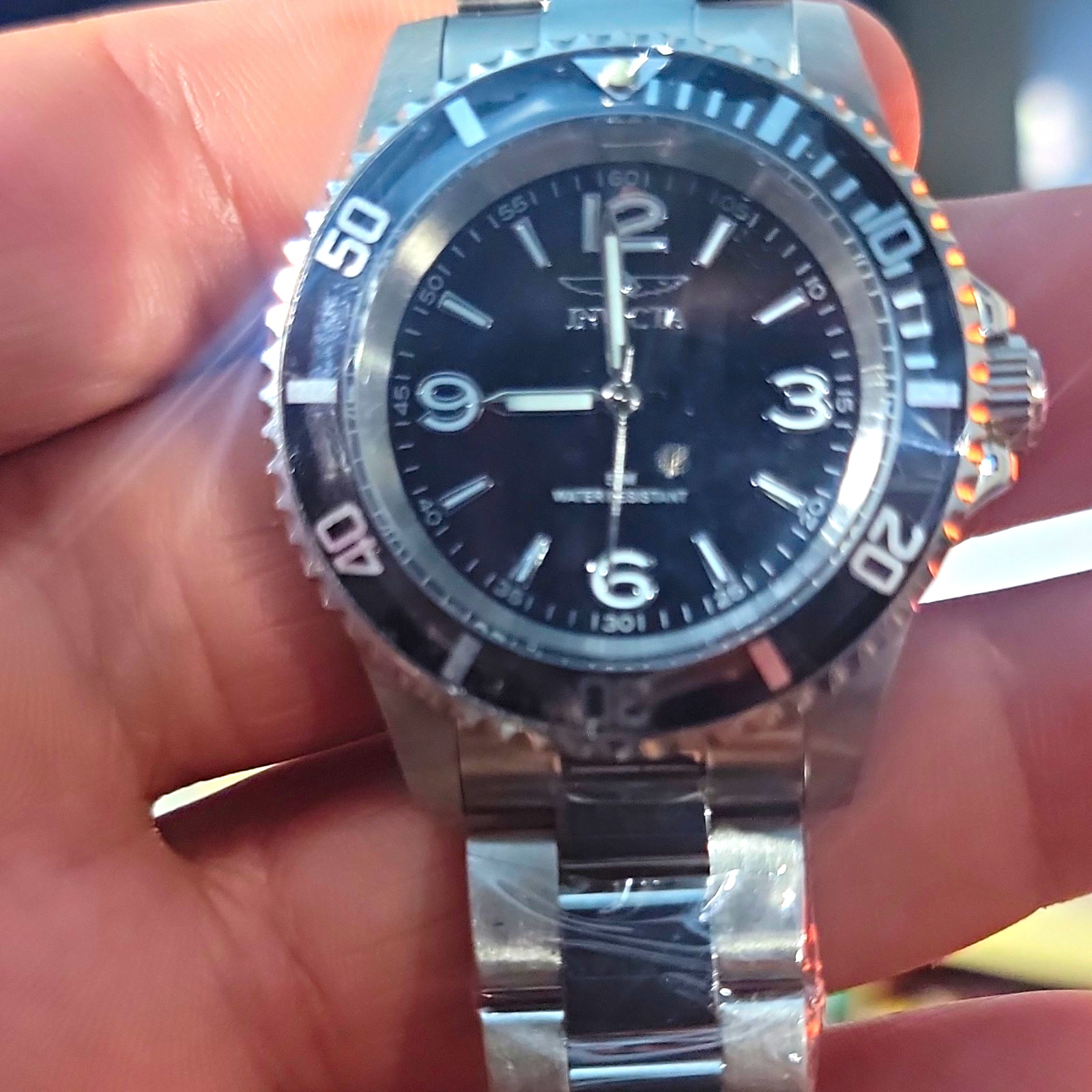 Invicta Pro Diver Men’s Quartz Diver Watch Black Dial/Bezel Steel Bracelet