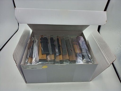 CASE OF 40 – JP LEATHERWORKS MENS PAD GENUINE LEATHER WATCH BAND BLACK 20MM 20R