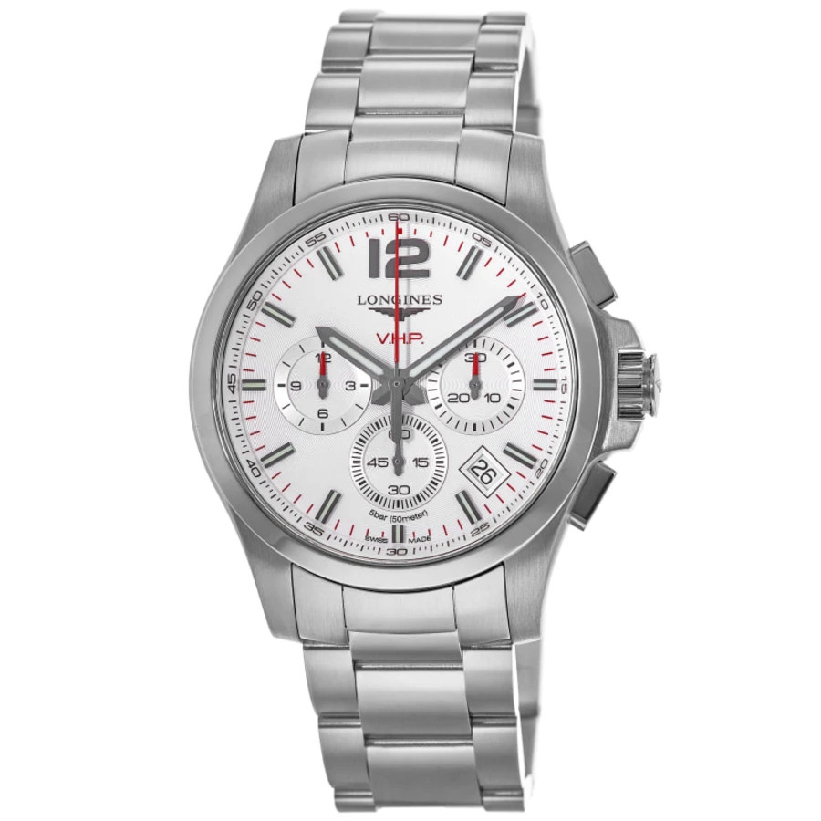 New Longines Conquest V.H.P. 44mm Silver Dial Steel Men’s Watch L3.727.4.76.6
