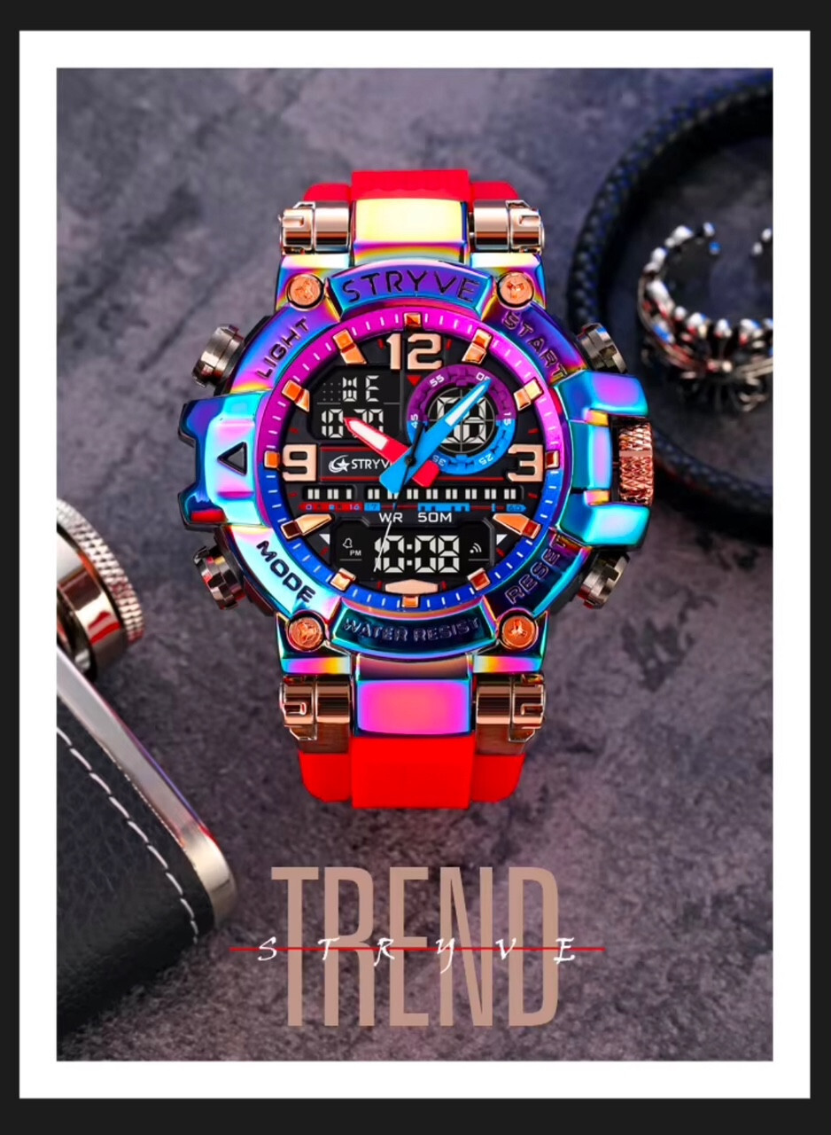 Men Oversize Waterproof Shock Resistant Digital Sport Dual Time WRIST WATCH 55mm
