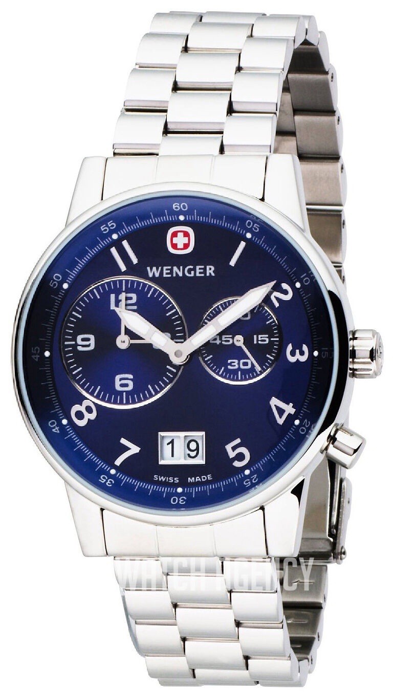 Wenger Men’s 74718 Commando Dual Time 2-Eye Blue Dial Steel Bracelet Watch