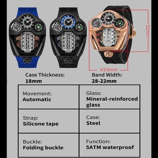 Jacob Engine Series Swiss Quartz 762 Compass Stainless Steel Men’s Watch