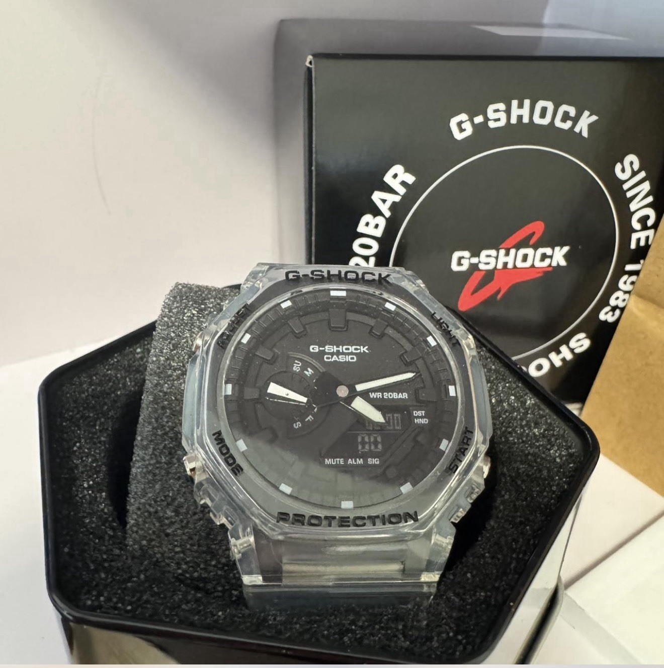 New Casio G-SHOCK Men’s Black Watch – GA-2100-1A1 Watch Resin Strap Transparent