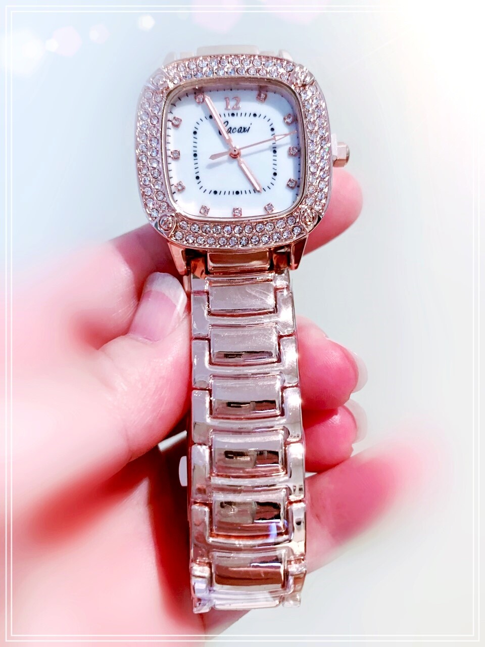 Womens Luxury Crystal Studded Square Face Casual Dress Formal Quartz Watches