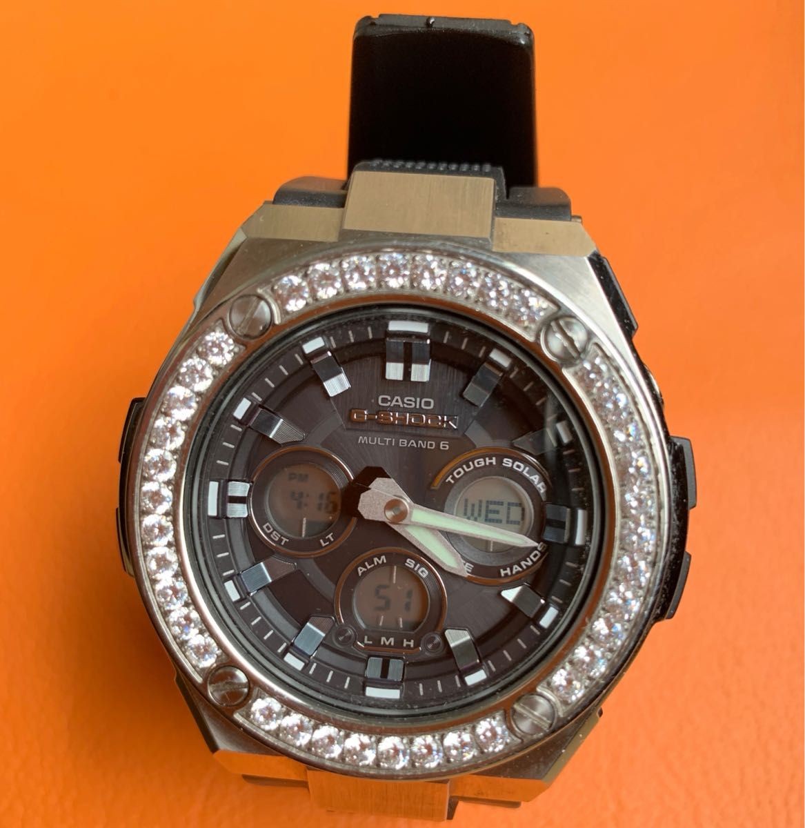 Excellent Condition G-Shock Custom Watch GST W300 Large Cubic Zirconia Custom Be