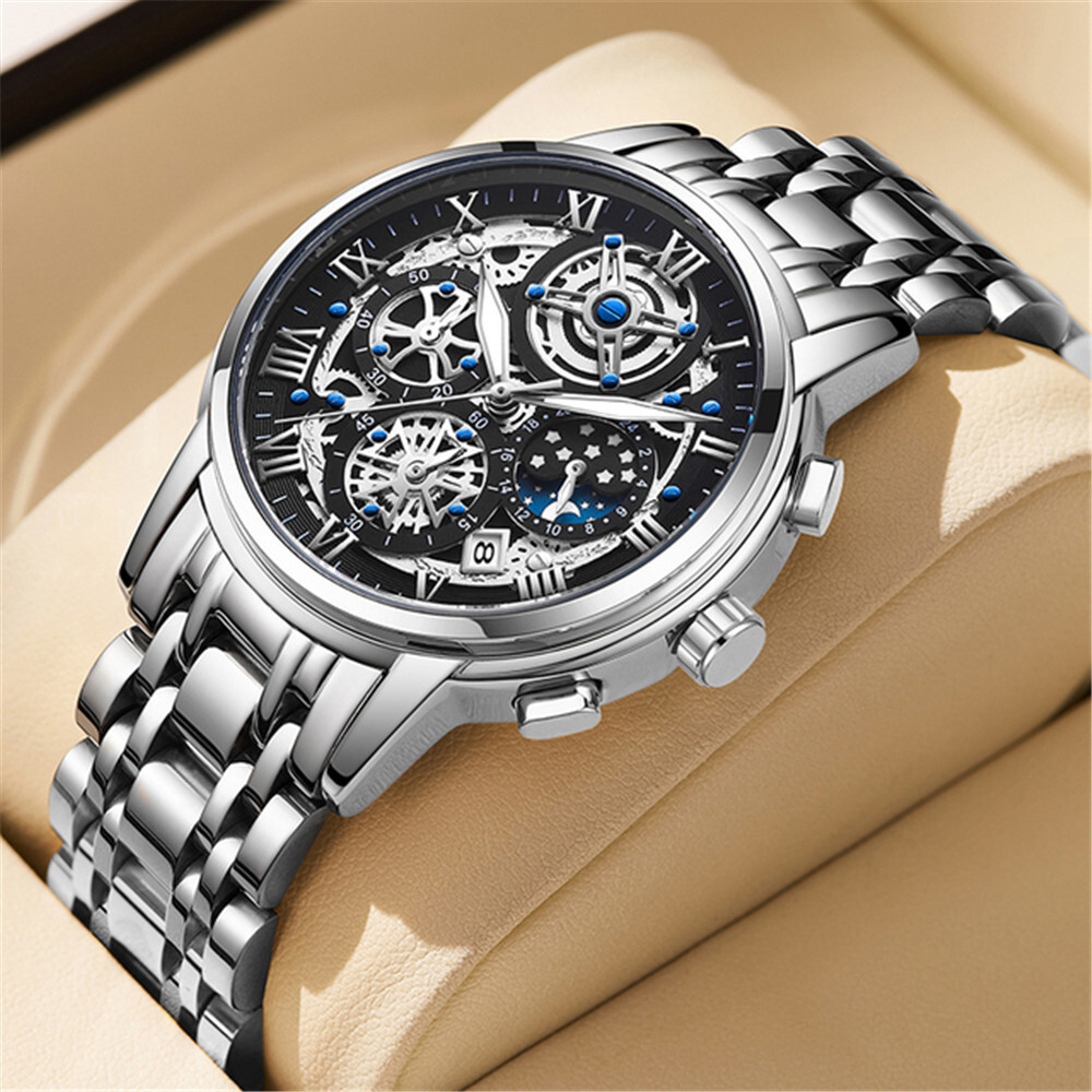 LIGE Men Watch Top Brand Luxury Gold Steel Male Watches Chronograph Wristwatch