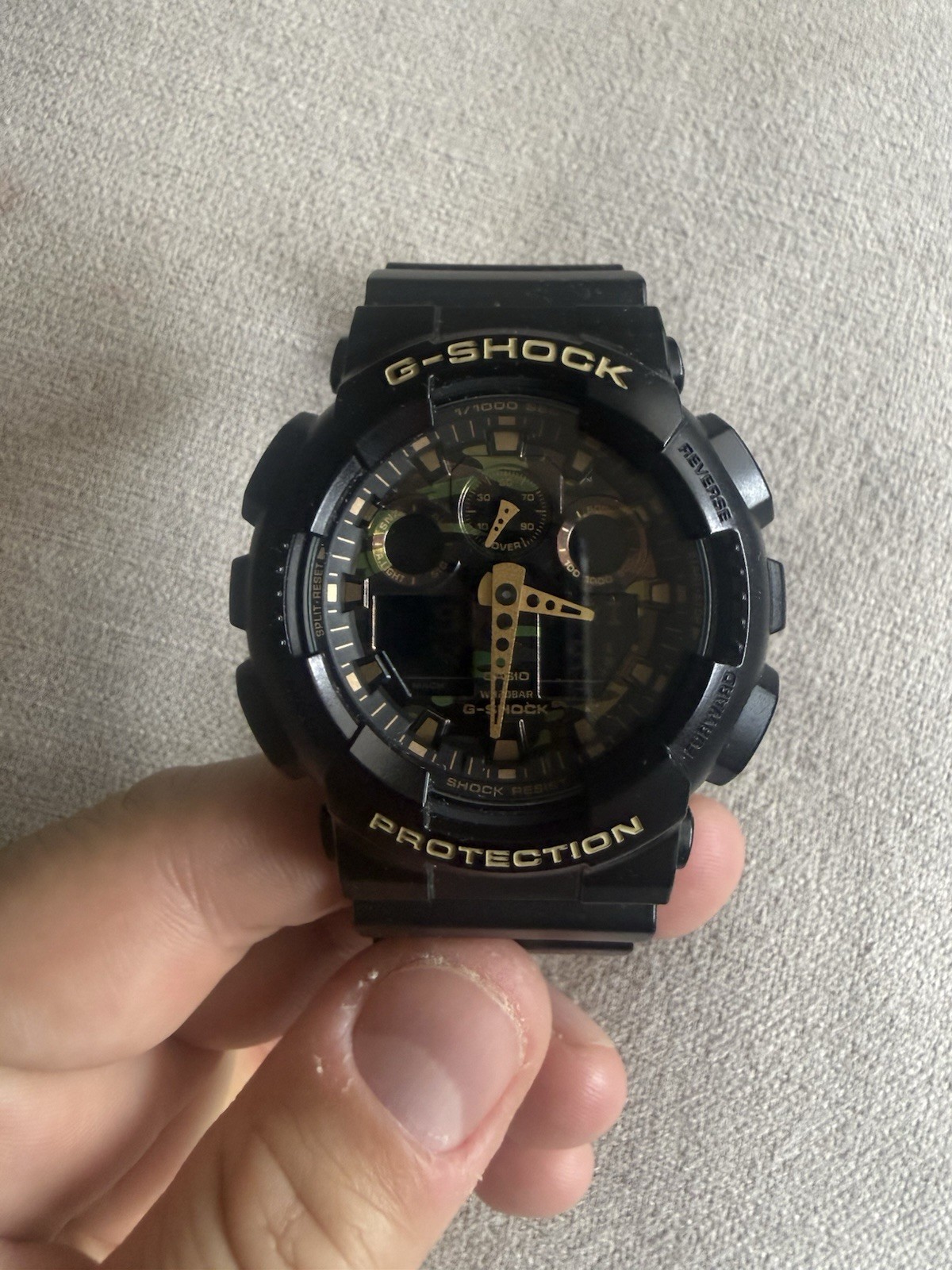 Casio Men’s Watch Analog-Digital Camouflage Dial Black Resin Strap GA-100CF-1A9