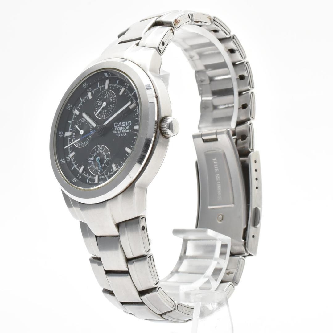 Casio Edifice EF-305 Chronograph Quartz Mens Watch Black Silver Working Japan