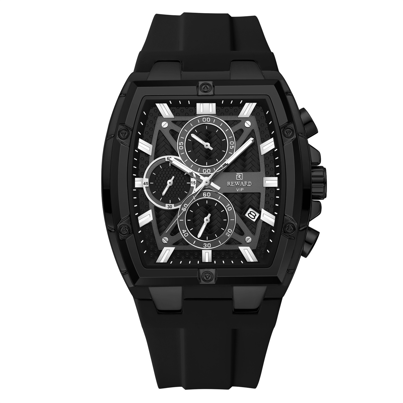 REWARD Men’s Tonneau Multifunction Chronograph Luminous Calendar Quartz Watch