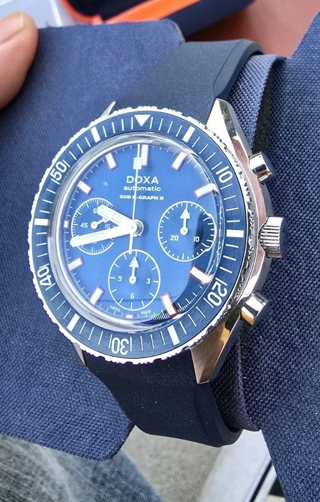 Used Blue DOXA Watch SUB 200 C-GRAPH II Caribbean Ref. 797.10.201.32 Chronograph